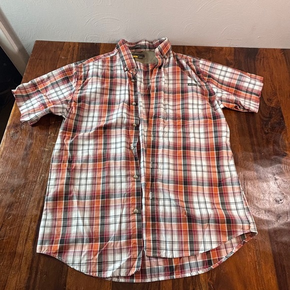 Eddie Bauer Other - Eddie Bauer Mens M Classic Fit Short Sleeve Plaid Button Up Shirt Orange Red